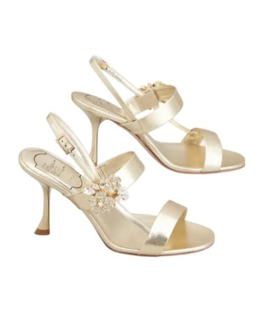 Roger Vivier Metallic Crystal Buckle Heeled Sandals