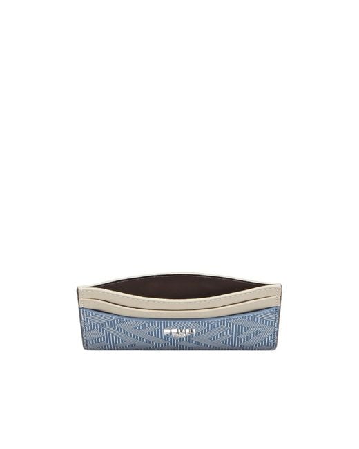 Fendi Blue Shadow Logo Plaque Cardholder for men