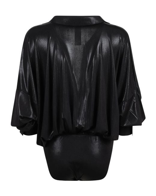 Norma Kamali Black Super Os Bf Nk Shirt Bodysuit