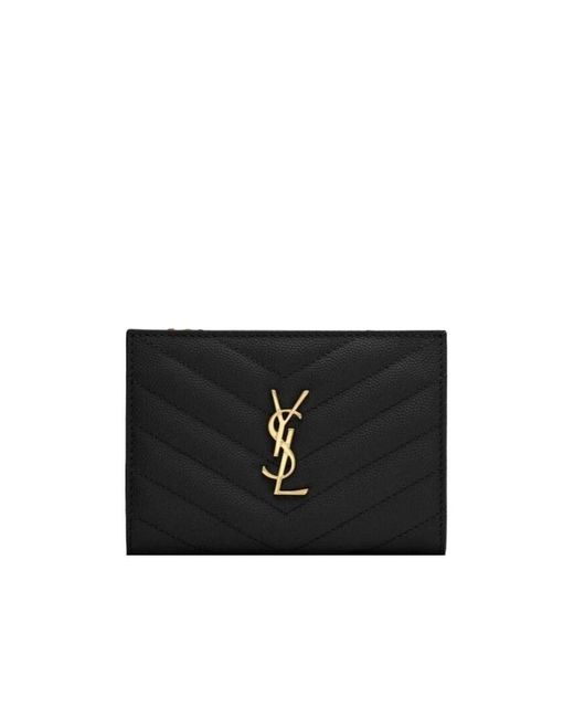 Saint Laurent Black Cassandre Matelassé Bifold Wallet