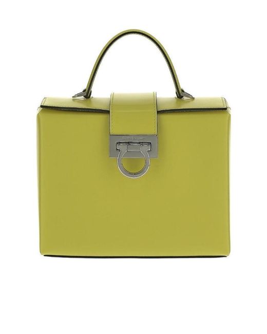 Ferragamo Yellow Logo Box Shoulder Bag
