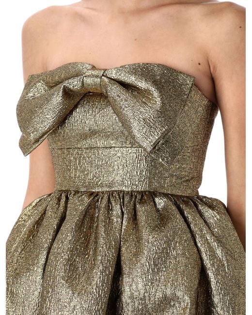 Self-Portrait Natural Metallic Jacquard Mini Dress