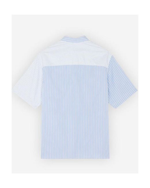 Maison Kitsuné Blue Colour-Block Striped Shirt for men