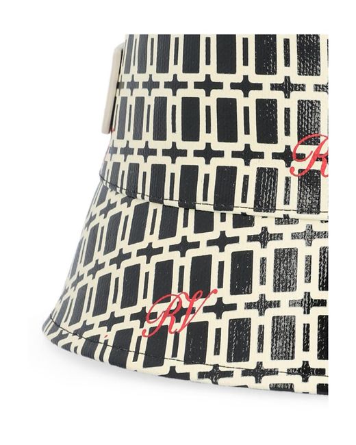 Roger Vivier White Geometric Pattern Printed Fisher Hat