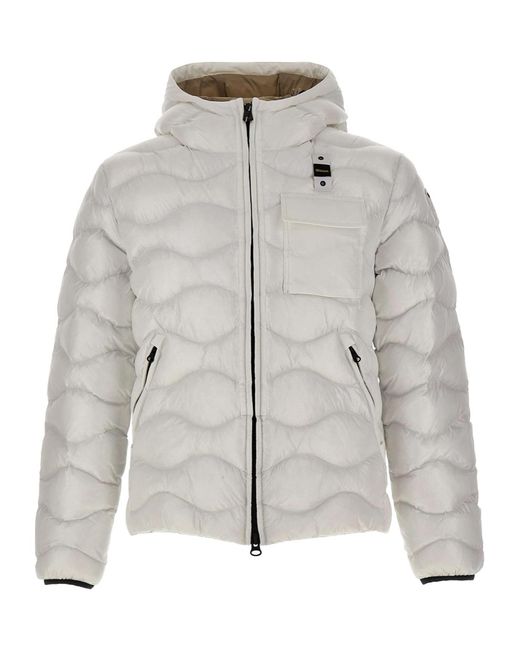 Blauer Usa Gray Blauer Bryant Wave-Quilted Down Jacket for men