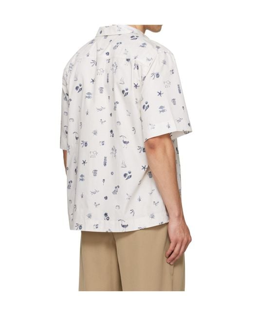 Paul Smith White Printed Short-Sleeved Shirt for men