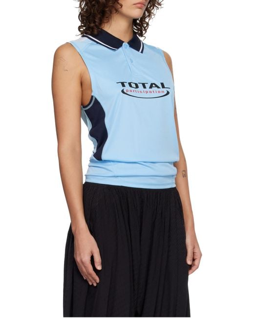 Martine Rose Blue Shrunken Football Collared Sleeveless Polo Shirt for men
