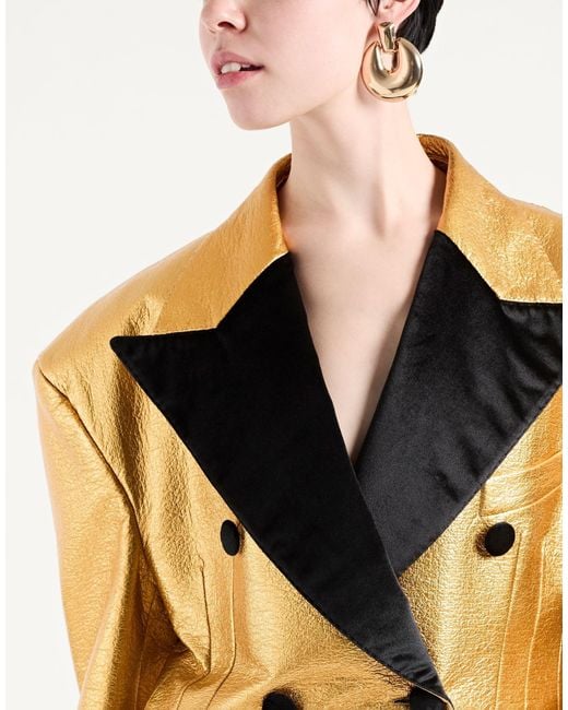 Dolce & Gabbana Metallic Shiny Long-Sleeve Double-Breasted Blazer