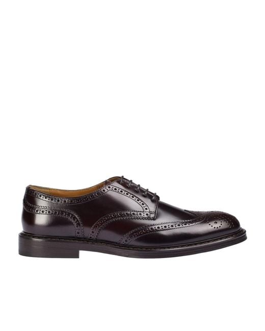 Doucal's Brown Perforated-Detail Brogue Derby Shoes for men