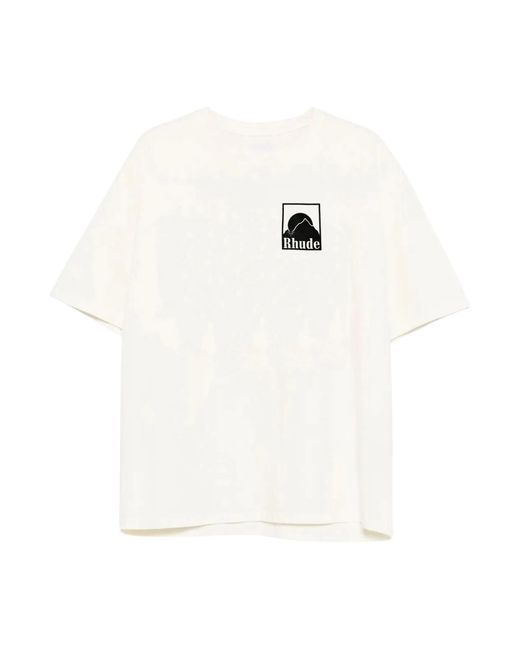 Rhude White Moonlight Bagde T-Shirt for men