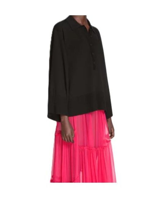Dries Van Noten Black Buttoned Polo Top
