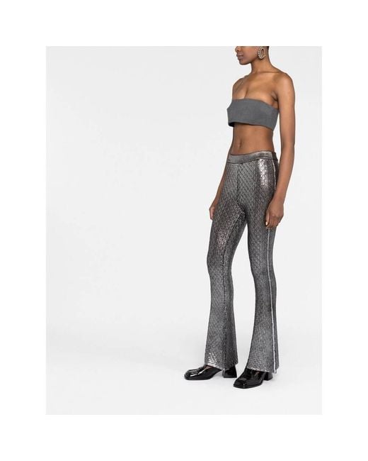 Rabanne Gray All-Over Patterned Flared Trousers