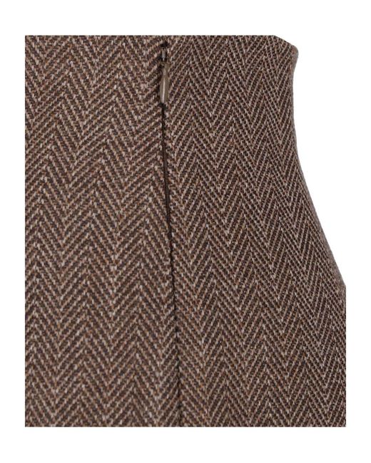 Maison Margiela Brown Herringbone Midi Skirt