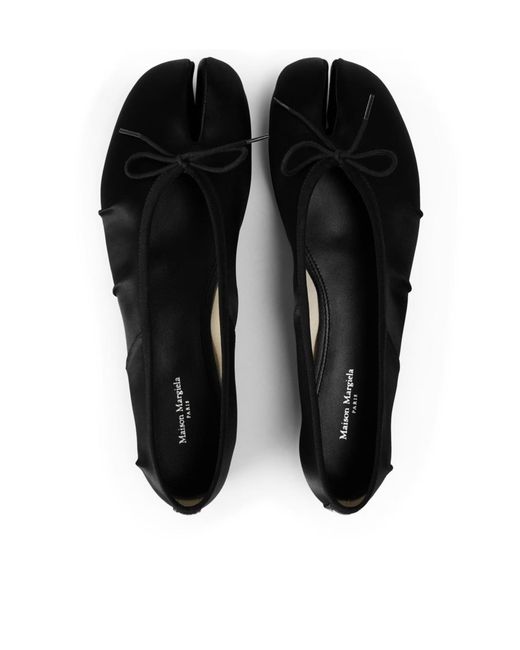 Maison Margiela Black Tabi Logo Ballet Shoes