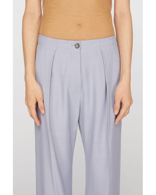 Acne Blue Mid-Waist Wide Leg Tailored Trousers