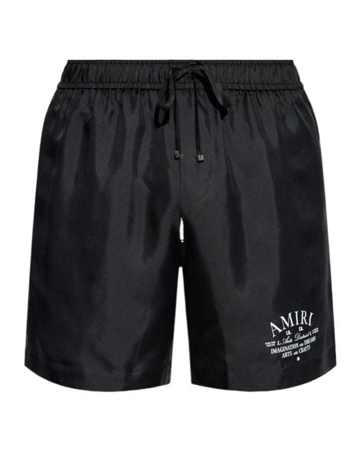 Amiri Black Logo Printed Swim Shorts for men