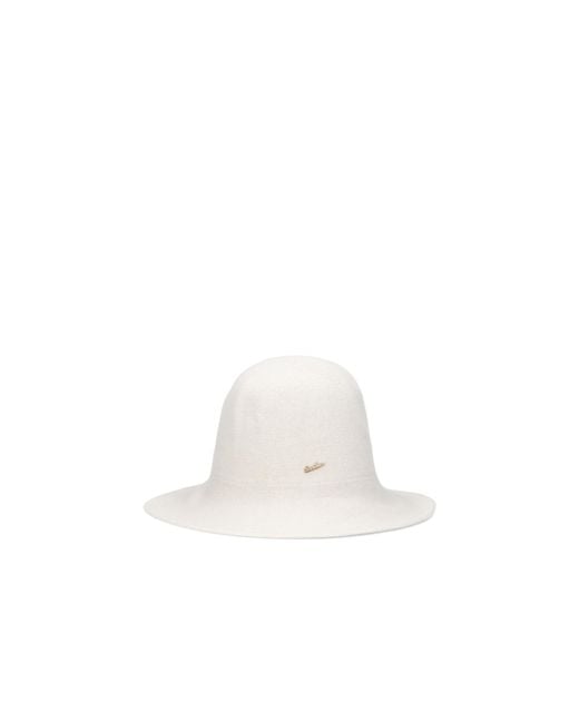 Borsalino White Ribbed-Knit Hat for men