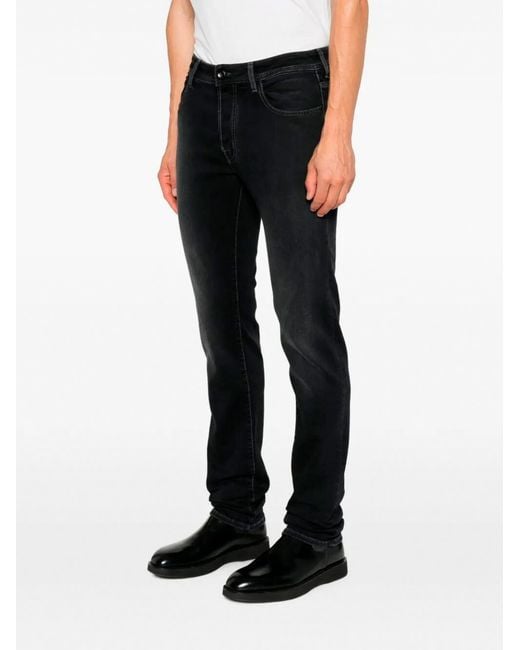Jacob Cohen Black Logo-Patch Slim-Fit Jeans for men