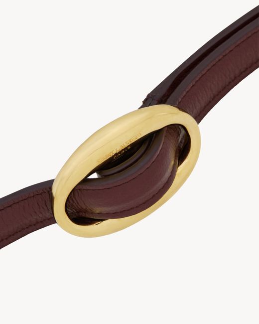 Saint Laurent White Oval Buckle Thin Reversible Belt