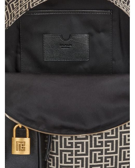 Balmain Gray Pulse Monogram Jacquard Backpack for men