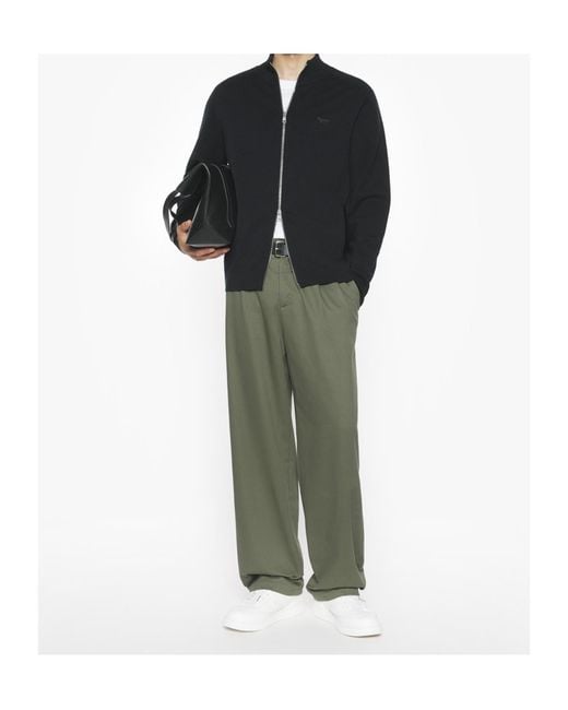 Maison Kitsuné Black Maison Kitsuné Zip-Up Knitted Cardigan for men