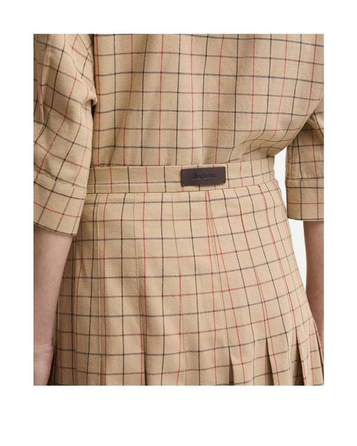 Barbour Natural Hollington Buckle-Fastening Tattersall Midi Skirt
