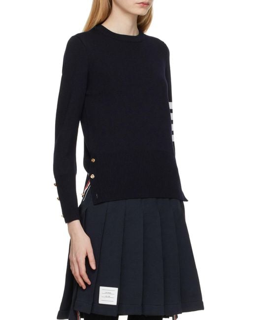 Thom Browne Black Milano Stitch Classic 4-Bar Pullover