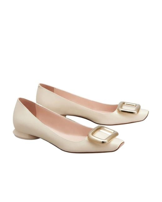 Roger Vivier Natural Buckle-Detail Ballerina Shoes