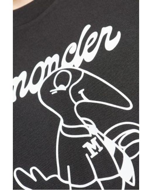Moncler Black Logo Printed Crewneck T-Shirt for men