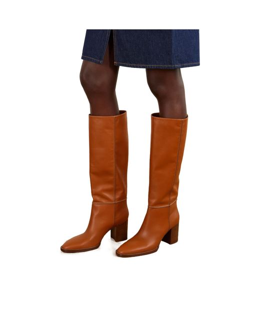 Gianvito Rossi Brown Solid Leather Knee Boots