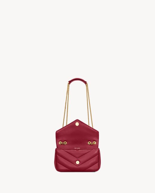 Saint Laurent Red Loulou Foldover Top Mini Shoulder Bag