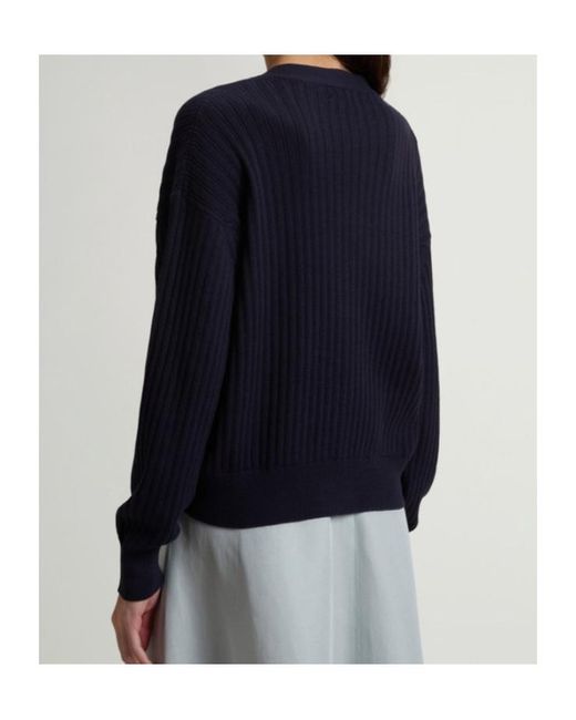 Woolrich Blue V-Neck Ribbed Cardigan