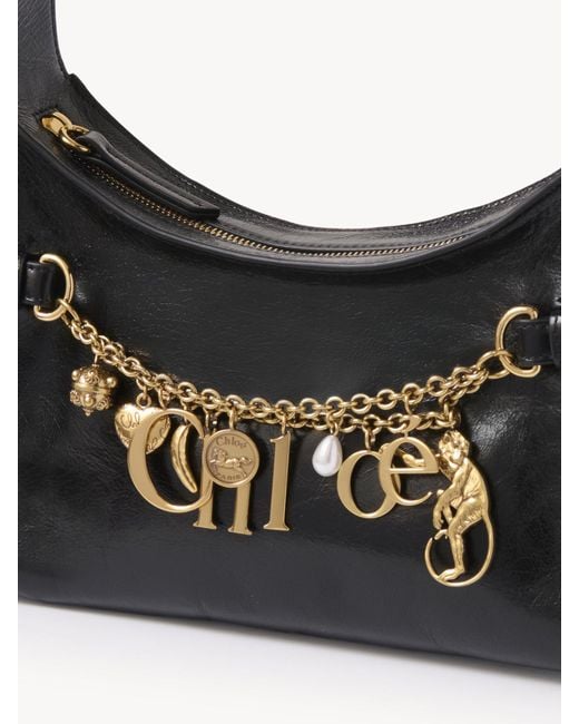 Chloé Black Charms Hobo Bag In Shiny Leather