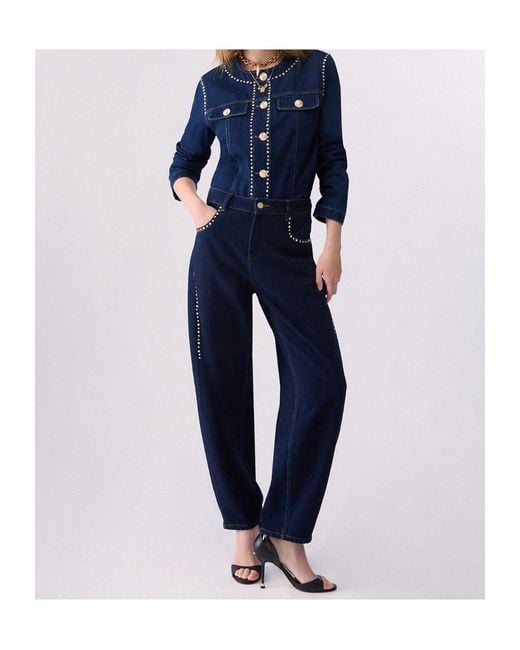Liu Jo Blue High-Waisted Jeans With Rhinestones