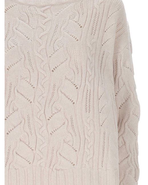 D.exterior Natural Cable Knit Sweater