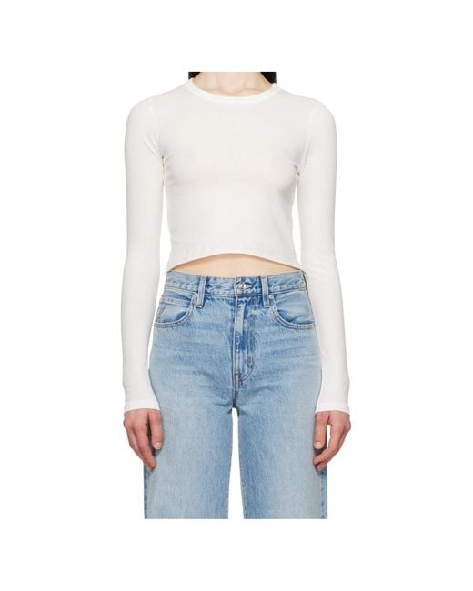 SLVRLAKE Denim Blue Round Neck Long-Sleeved T-Shirt