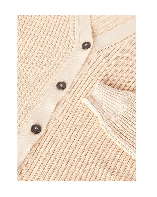 Loro Piana Natural Buttoned V-Neck Cardigan