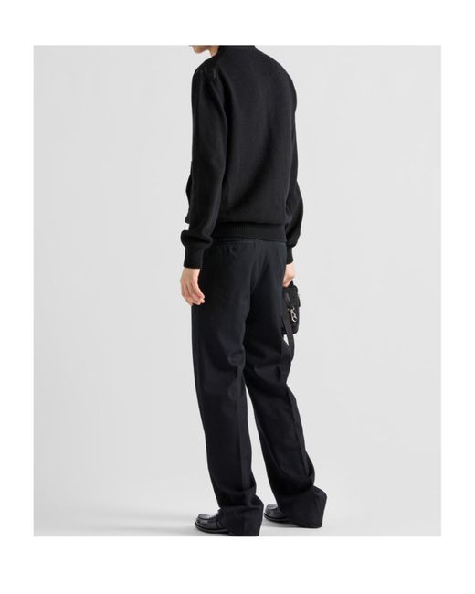 Prada Black Panelled Button-Up Cardigan for men