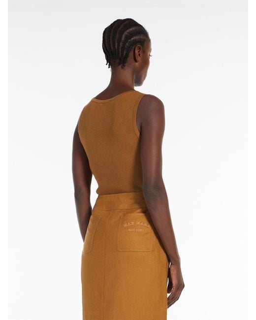 Max Mara Brown Ribbed Knitted Sleeveless Top