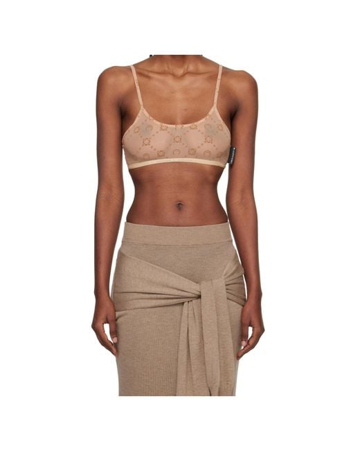 MARINE SERRE Brown Transparent Elastic Mesh French Bra