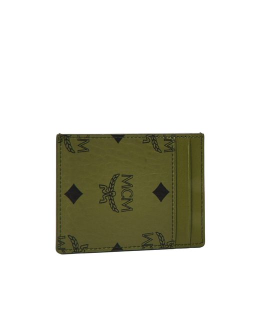 MCM Green Signature Print Card Holder for men