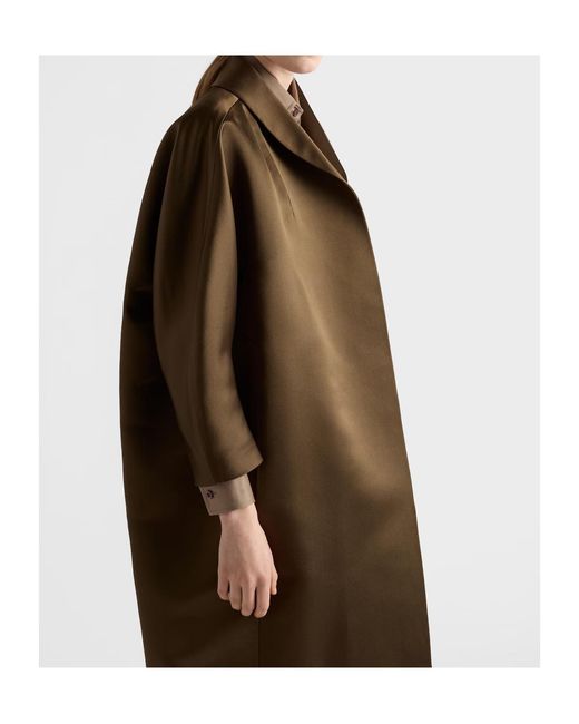 Prada Brown Single-Breasted Double Satin Coat