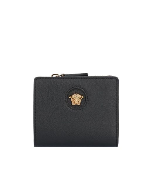 Versace Black La Medusa Plaque Bi-Fold Wallet