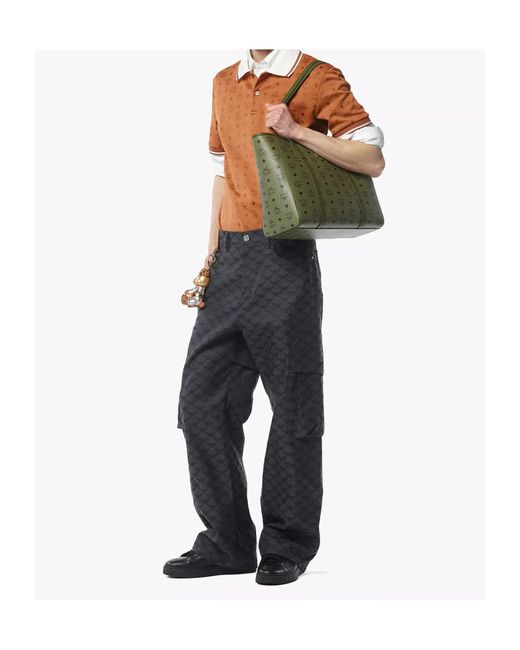 MCM Green Medium Toni Leather Shopper Bag for men