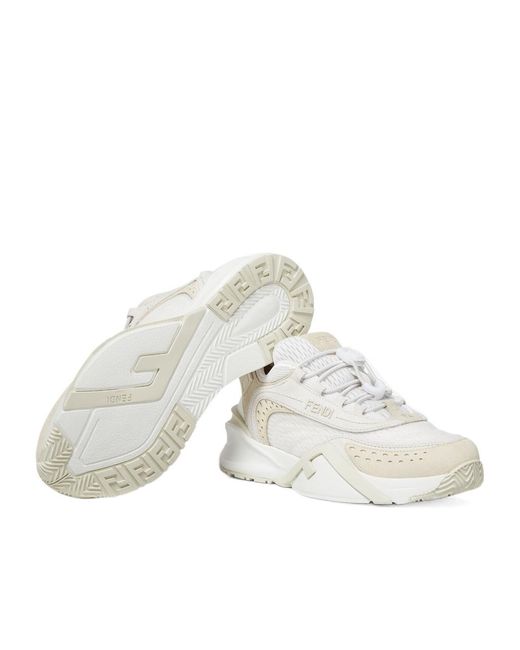 Fendi White Flow Mesh Low-Top Sneakers