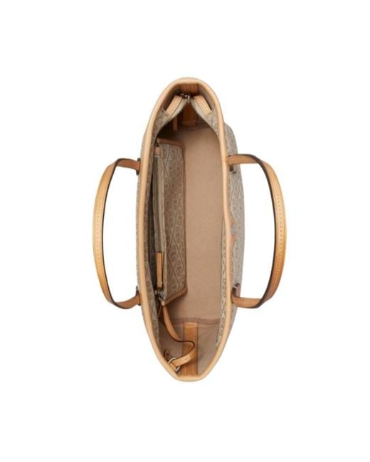 Tory Burch Natural T Monogram Small Zip Tote