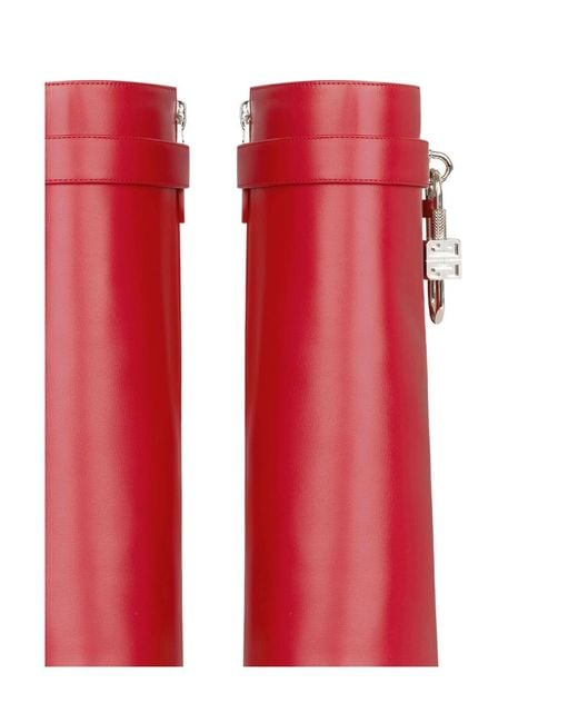Givenchy Red Shark Lock Ankle Boots