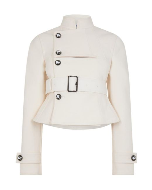 Burberry White Stretch Cotton Blend Tailored Jacket