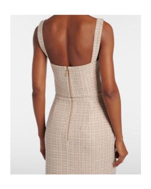 Elie Saab Natural Checked Sequined Tweed Crop Top