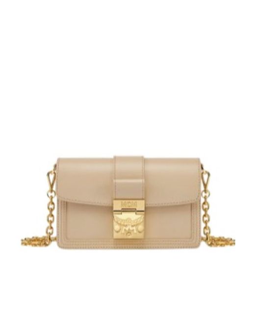 MCM Natural Logo Shoulder Bag